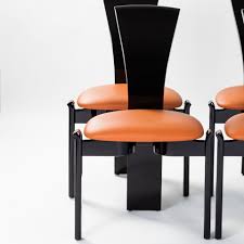 Shop our selection of timeless mid century modern dining chairs. 6 French Midcentury Dining Room Chairs Black Lacquer Hermes Colored Leather