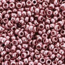 mini seed beads 11 0 preciosa ornela 2 mm metallic powder pink x250g