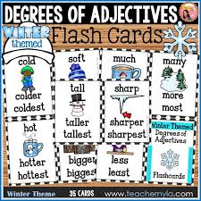 Winter Degrees Of Adjectives Flashcards Positive Comparative Superlative Flashcards Adjectives Teaching Printables