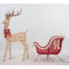 Reindeer and sleigh outdoor decoration. Sleigh Outdoor Christmas Decorations At Lowes Com