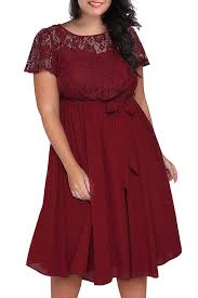 Plus Size Lace And Chiffon Wedding Guest Dresses Midi Dress Party Lace Swing Dress Plus Size Dresses