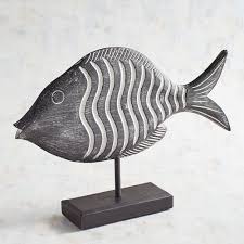 Black And White Striped Fish Black White Wavy Striped Wooden Fish Wooden Fish Birch Tree Art Boat Wall Decor