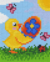 Pixel art · loisir créatif · mosaïque · fun. Poussin De Paques Kit Pixel Ids Pixelhobby
