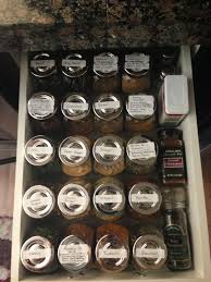 Spice Drawer Made With Ikea Rajtan Spice Jars Spice Jars Spice Drawer Kitchen Drawing