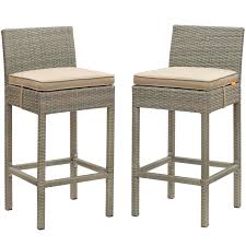 Natural wicker & rattan chair. Conduit Bar Stool Outdoor Patio Wicker Rattan Set Of 2 Contemporary Modern Furniture Modway