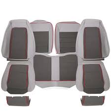 Tmi Mustang Sport Seat Upholstery Cloth Gray W Red Welt 85 86 Hatchback 43 75624 561