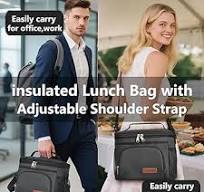 ExtraCharm Insulated Lunch Bag for Women/Men - Reusable Lunch Box for Office Picnic Hiking Beach - Leakproof Cooler Tote Bag Organizer with Adjustable ...
