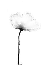 Abstract Black And White Flower Painting Giclee Print Black And White Poppy Flower Watercolor Painting Minimalist Art Black And Wh White Poppy Flower Watercolor Flowers Paintings Flower Art Painting