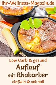 Low Carb Quarkauflauf Mit Rhabarber Susses Auflauf Rezept In 2020 Rezepte Rhabarber Low Carb Rezepte