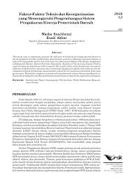 Keluarnya sesuatu dari salah satu dua jalan (qubul dan dubur) selain sedangkan bila yang keluar adalah sperma maka tidak membatalkan wudhu, hanya saja yang bersangkutan wajib melakukan mandi jinabat. Pdf Faktor Faktor Teknis Dan Keorganisasian Yang Memengaruhi Pengembangan Sistem Pengukuran Kinerja Pemerintah Daerah