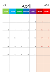 Hier finden sie den kalender 2021 mit nationalen und anderen feiertagen für deutschland. Kalender April 2021 Kleine Ziffern Im Hochformat Kalender Su