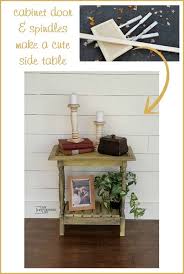 This post contains affiliate links. How To Make A Small Cabinet Door Table Using An Old Cabinet Door And Some Thrift Store Spindles Easy Old Cabinet Doors Cabinet Doors Repurposed Cabinet Doors
