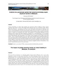 Hal ini telah diidentifikasi juga oleh intergovernmental panel in climate change (ippc) di genewa pada tahun 1996. Analisis Tren Pemanasan Global Dan Kesannya Terhadap Aspek Dayahuni Bandar Di Malaysia The Impact Of Global Warming Trends On Urban Livability In Malaysia An Analysis Core Reader