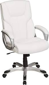 Amazon Com Amazonbasics High Back Leather Executive Swivel Adjustable Office Desk Chair With Casters White In 2020 Desk Chair White Office Chair Best Office Chair