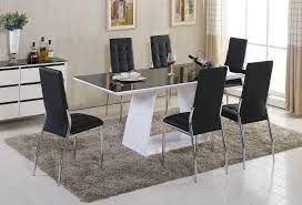 Antique walnut dining room set 6 chairs, table, buffet & china cabinet. Murano Black White High Gloss Glass Dining Table Set And 6 Leather Chairs Seater Dining Room Table Decor Black Dining Room Apartment Dining Room