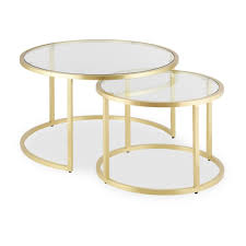 Anchor the living room with a modern coffee table. Brushed Brass Madison Nest Of 2 Tables Nesting Side Tables