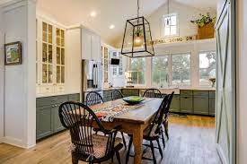 If you are short on space, get creative on where a table and chairs might go. Goodbye Island Hello Kitchen Table