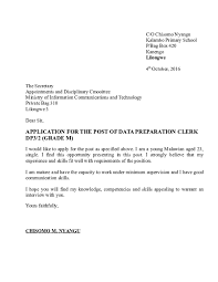 You can find a sample cv for use in the business world, academic these free cv templates are easy to download, edit, and print. Doc Application For The Post Of Data Preparation Clerk Dp3 2 Grade M Chisomo Nyangu Academia Edu