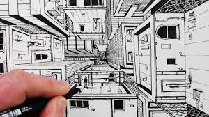 How To Draw 1 Point Perspective Draw 3d Buildings 1 Point Perspective Perspective Sketch 1 Point Perspective Drawing