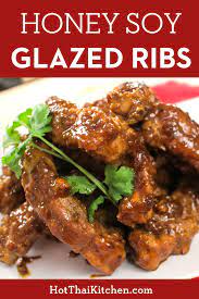 Honey Soy Glazed Ribs Recipe By Hot Thai Kitchen Recipe Easy Asian Recipes Rib Recipes Easy Appetizer Recipes