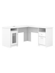 Rectangular white 5 drawer writing desk with locking feature. Bush Cabot L Shaped Desk 60 W White Office Depot