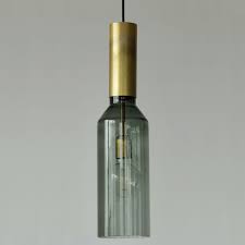 Why we love medium & large pendant lighting. Pendant Lamp Raw Brass With Slim Smoked Glass Cylinder Pheno Casa Lumi