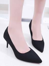 Black Slip On High Heel Dress Shoe In Plain Heels Leather High Heels Black Dress With Heels