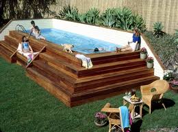 Above Ground Swimming Pool Ideas Above Ground Pools Designs Above Ground Pools Designs With Rattan Backyard Backyard Pool In Ground Pools