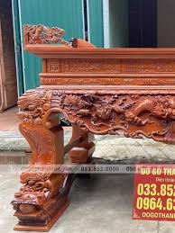 Sập thờ tứ linh chân 24 gỗ gụ đục tay (chú Tịnh, Hải Phòng)