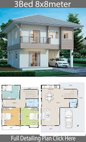 Two smaller bedrooms would work wonderfully for siblings. House Design Plan 8x8m With 3 Bedrooms Home Design With Plan Minimal House Design 2 Storey House Design Duplex House Plans