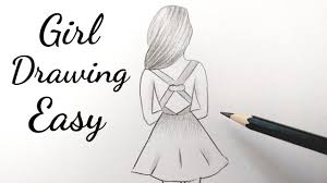 How To Draw A Girl Easy Back Side Drawing Of A Girl Easy Step By Step Pe Pencil Sketches Of Girls Girl Drawing Easy Pencil Drawings Of Girls Black and white pencil drawings of anime girls.