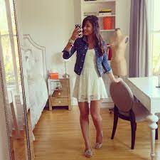 Mimi Ikonn White Dress Lace Dress Summer Dress Jean Jacket Flats Flower Flats White Lace Dress Fashion Cute White Dress Style