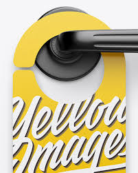 Sign up for a pro account with zofile.com for fast download. Door Hanger Mockup In Stationery Mockups On Yellow Images Object Mockups