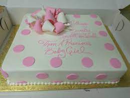 1 4 Sheet Cake Buttercream Icing With Fondant Details 55 45 Without Bow Baby Shower Cakes Girl Baby Shower Cake Sayings Baby Shower Sheets
