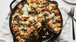 Cheesy Kale And Mushroom Strata Recipe Recipe Stuffed Mushrooms Strata Recipes Smitten Kitchen
