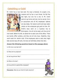 Catching A Cold Reading Comprehension Worksheets Reading Comprehension Practice Comprehension Worksheets