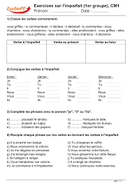 Dans chaque phrase, souligne le verbe. Exercices Sur L Imparfait 1er Groupe Cm1