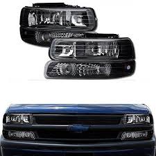 Vxmotor 1999 2002 Chevy Silverado 2000 2006 Chevy Tahoe 2000 2006 Gmc Chevy Suburban Black Headlights Headla Chevy Silverado 2002 Chevy Silverado Silverado