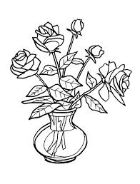 The tradition of making bouquets and decorating rooms with them appeared more than six thousand years ago. Rose Flower Vase Coloring Page Coloring Sky