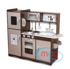 kids brown/silver wooden play kitchen