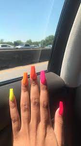 Pin By Bailee C On C L A W S Neon Acrylic Nails Best Acrylic Nails Solid Color Nails