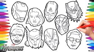 It has been a while since i drew something cool that was related to a comic book hero or storyline. The Avengers Coloring Pages How To Draw All Avengers Character Faces Iron Thor Hulk America Youtube