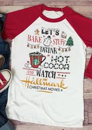 Drink Hot Cocoa And Watch Hallmark Christmas Movies Baseball T Shirt Hallmark Christmas Movies Hallmark Christmas Christmas Movie Shirts