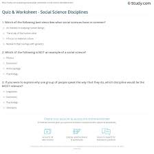 Mar 13, 2015 | total attempts: Quiz Worksheet Social Science Disciplines Study Com