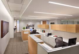Office Lighting Design In Staff Room With Long Recesssed Ceiling Lamp Ideas Office Lighting Design Modern Office Lighting Office Interior Design