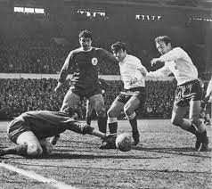 1st April 1967 Liverpool Goalkeeper Tommy Lawrence Manages To Slap The Ball Away To Deny Tottenham Hotspur Inside Forward Jimmy Greaves His Hat Trick