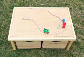 The handle shown is in the middle of the table top, leaving over an inch of plywood for strength. Diy Play Table 24 X 36 With Storage Bins Free Plans Jaime Costiglio