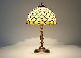 Fish Scale Table Lamp Hand Made From White Stained Glass And Baltic Amber The Shade Consi Stained Glass Lamps Stained Glass Table Lamps Tiffany Table Lamps
