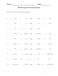 Law of conservation of mass: Balance Chemical Equations Worksheet Balancing Equations Chemical Equation Chemistry Worksheets