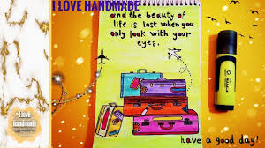 Drawing A Beautiful Proverb رسم حقائب السفر كيوت جدا خطوة خطوة مع التلوين Book Cover Handmade Youtube